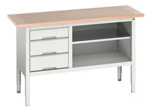 Verso Height Adjustable Work Storage and Packing Benches Verso Adjustable Height 1500x600 Static Storage Bench J